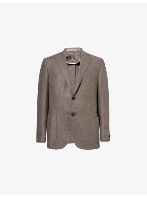 CORNELIANI Herringbone Single-Breasted Wool And Cashmere Blazer