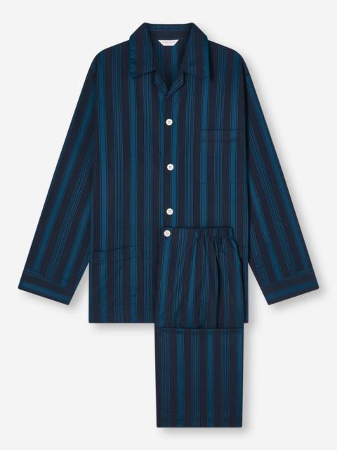 Derek Rose Men's Classic Fit Pajamas Royal 222 Cotton Navy