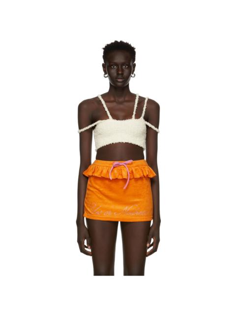 GUIZIO Off-White Bouclé Strap Tank Top