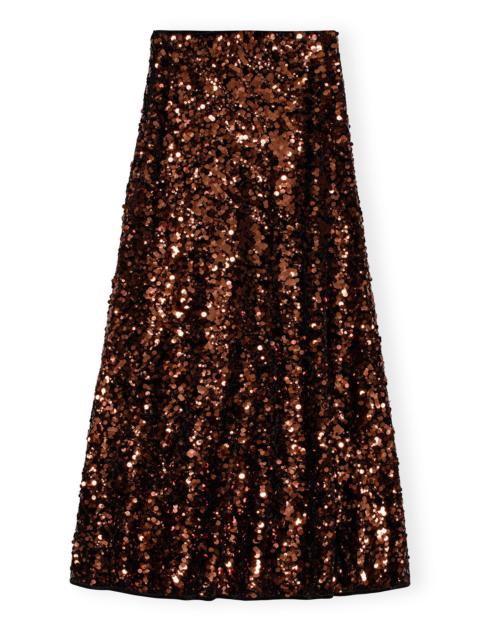 BROWN SEQUINS MAXI SKIRT