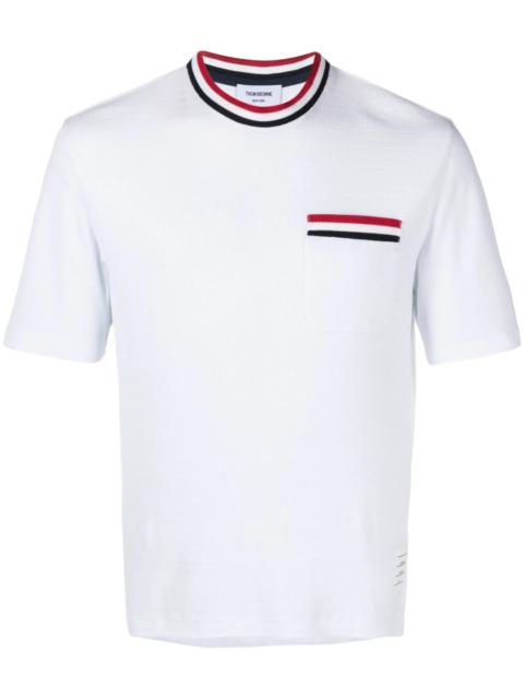 Thom Browne Short Sleeve Tee With Stripe Racking Stitch