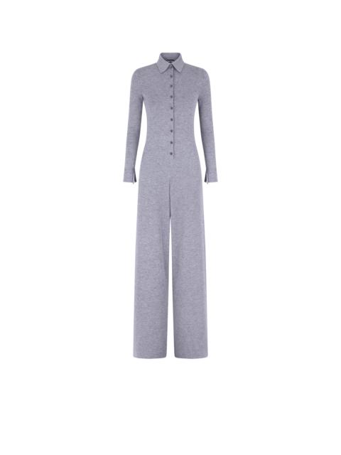 COMPACT FINE CASHMERE SILK KNIT POLO JUMPSUIT