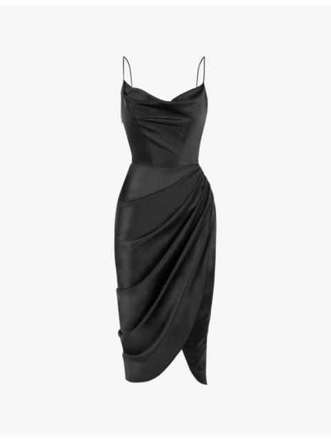 House of CB Reva corset satin midi dress