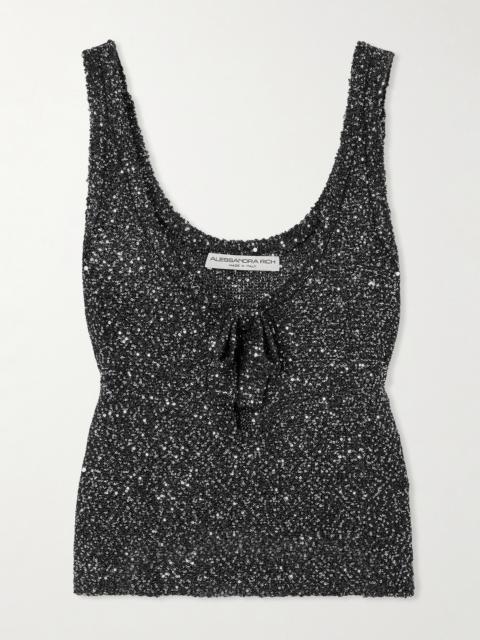 Alessandra Rich Tie-detailed Sequined Knitted Tank