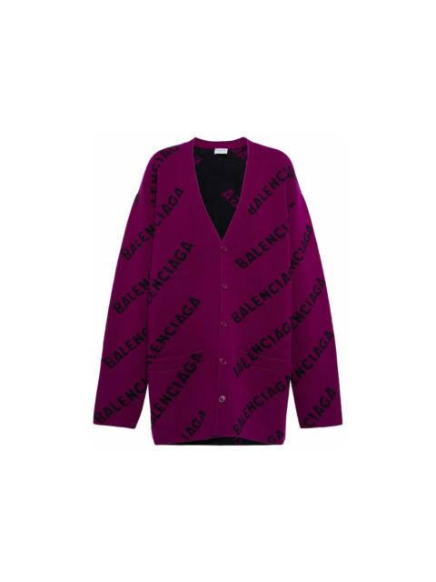BALENCIAGA Women's Allover Logo Cardigan in Purple