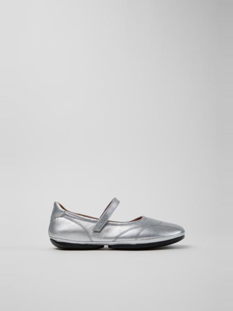 CAMPER Right Nina Gray Leather Ballerinas for Women.