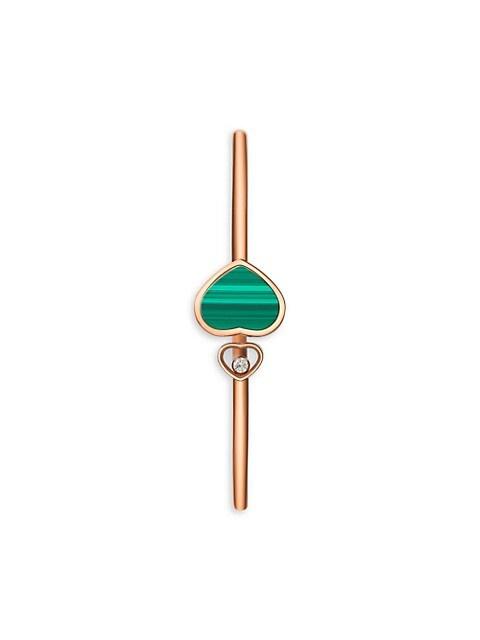 Chopard Happy Hearts 18K Rose Gold, Diamond & Malachite Bangle
