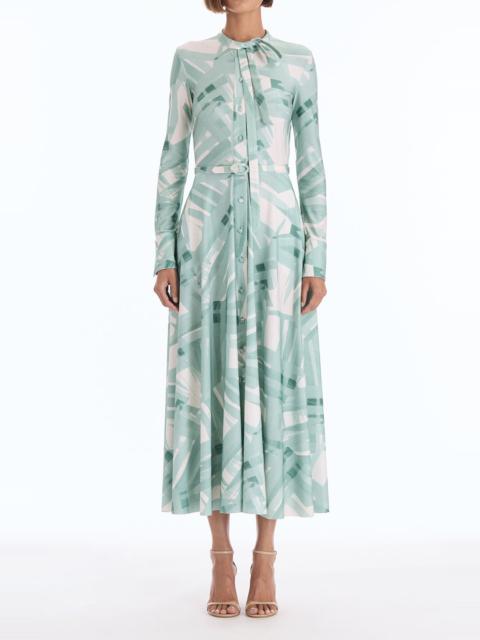 Oscar de la Renta Long Sleeve Striped Plaid Day Dress