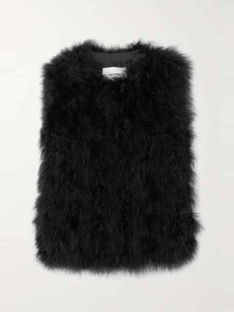 Yves Salomon Feather-embellished silk-satin vest
