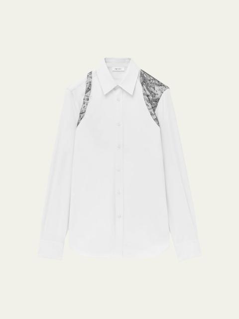Alexander McQueen Men's Poplin Lace Harness Button-Down Shirt