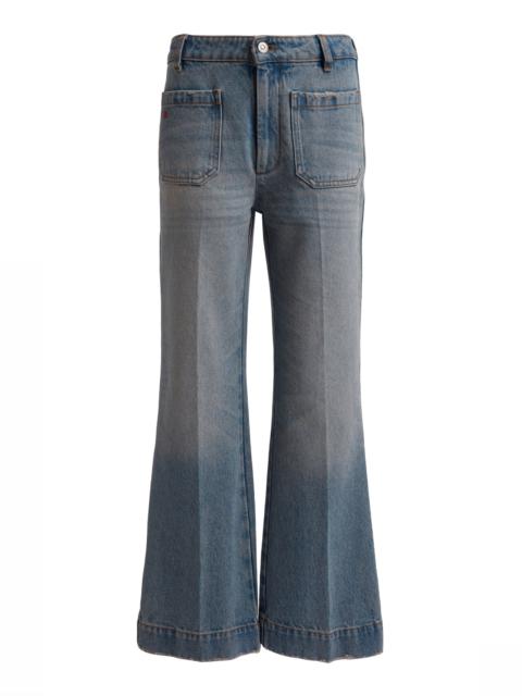 Victoria Beckham Alina Rigid Cropped Kick-Flared Jeans light wash