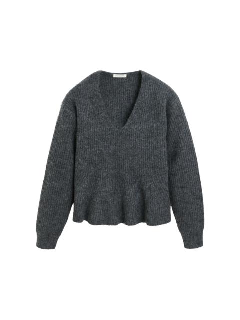 BY MALENE BIRGER Cova Flared Knit Wool-Blend Sweater grey