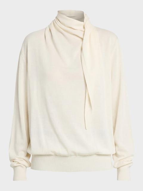Jil Sander Draped Neck-Scarf Oversized Sweater