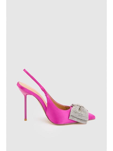 KAREN MILLEN Satin Embellished Bow Slingback Heeled Shoe