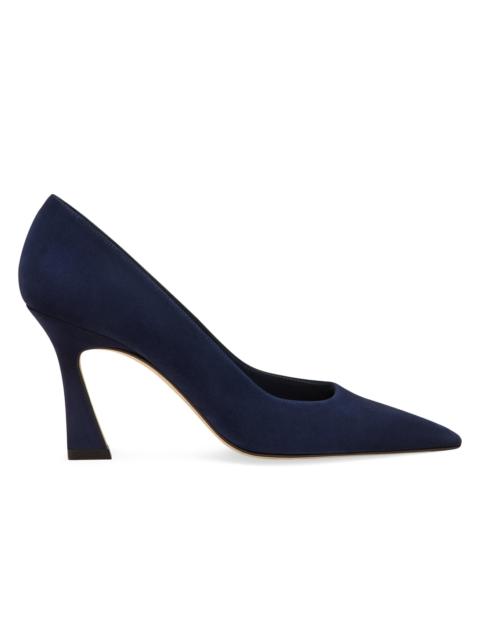 Stuart Weitzman Women's Vinnie 85MM Suede Curved Pumps - Nice Blue
