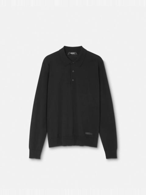 Silk-Blend Long-Sleeved Polo Shirt