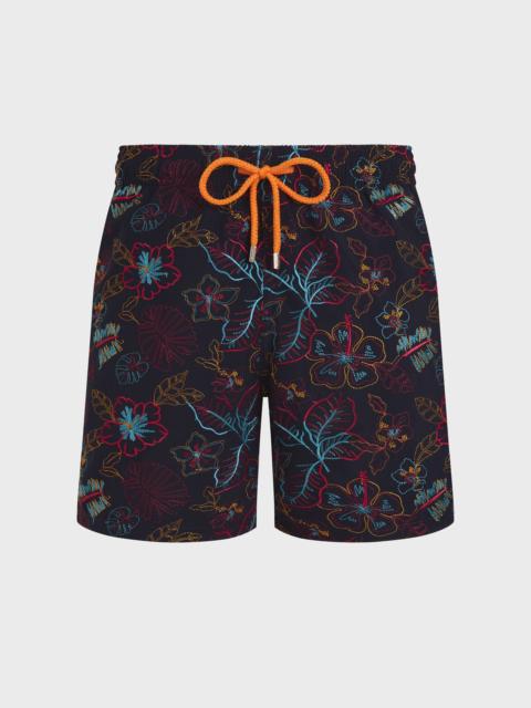 Vilebrequin MEN EMBROIDERED SWIM TRUNKS ISLAND FLOWERS - LIMITED EDITION