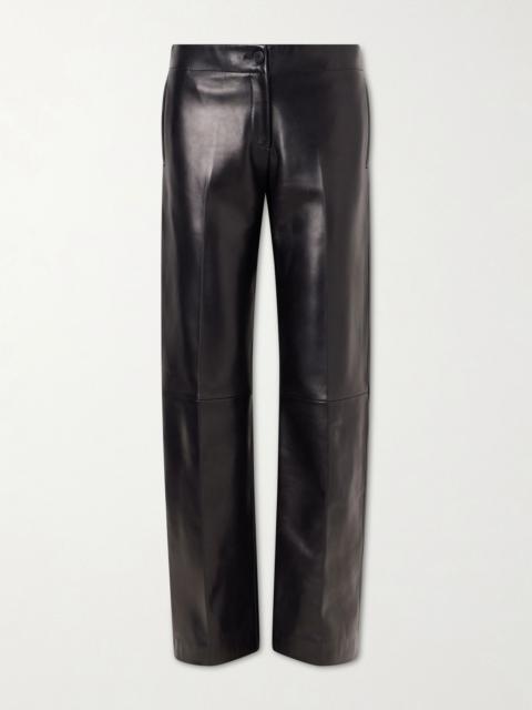 KHAITE Mita leather straight-leg pants Black