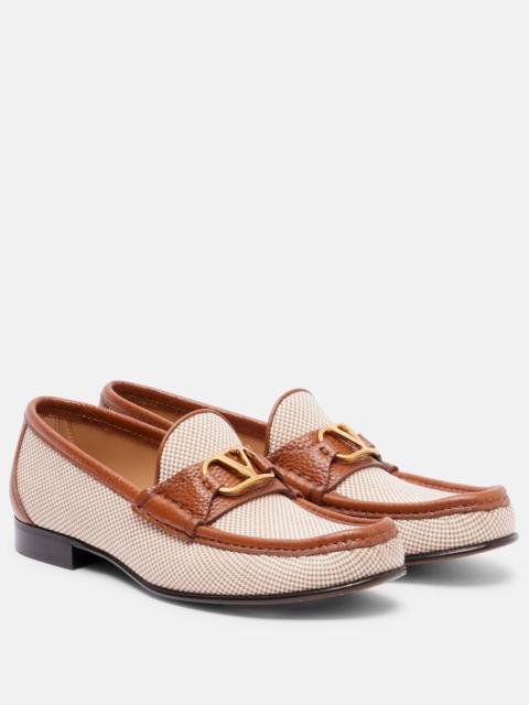 Valentino VLogo leather-trimmed canvas loafers