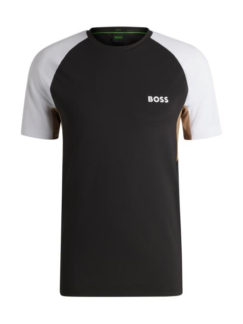 BOSS ACTIVE COLOR-BLOCKED T-SHIRT IN MOISTURE-WICKING FABRIC