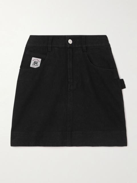 BODE Knolly Brook embroidered denim mini skirt Black