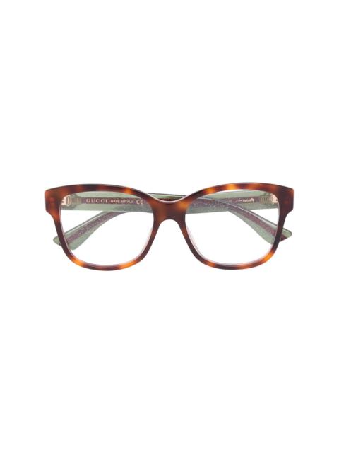 GUCCI Web arm tortoiseshell glasses