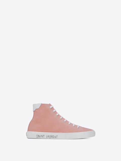 SAINT LAURENT malibu mid-top sneakers in canvas and leather