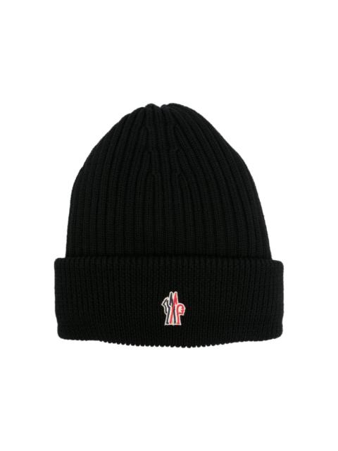 logo-embroidered padded wool beanie