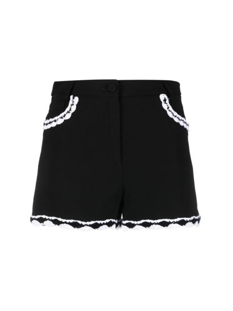 high-waisted lace-trim shorts