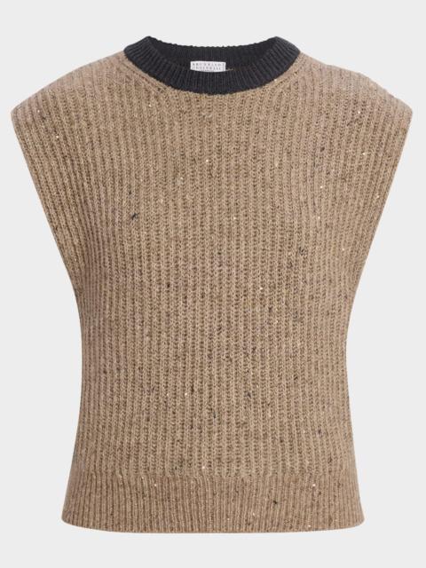 Brunello Cucinelli Sleeveless Sequined Wool-Cashmere Sweater