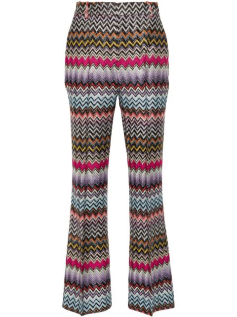 Zigzag pattern flared trousers