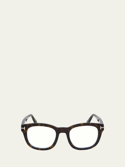 TOM FORD Men's Square Havana Acetate Optical Glasses