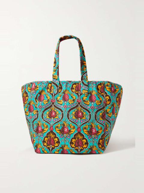 Reversible printed stretch-cotton tote