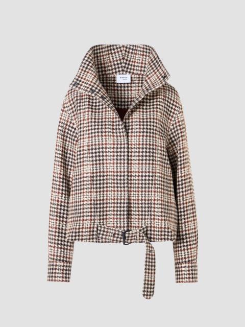 AKRIS Women's Houndstooth Tweed Wool-Blend Blouson Jacket - Winter White Espresso