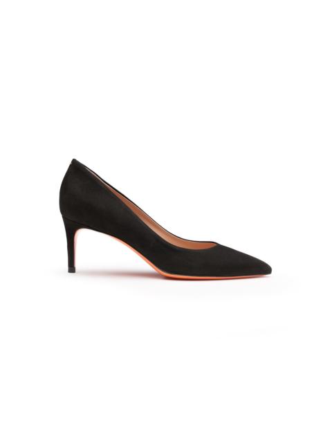 Santoni Women's black suede mid-heel pump