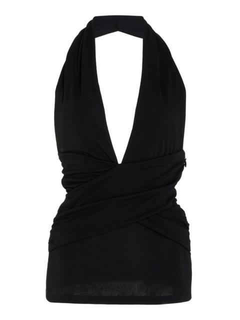 CAROLINA HERRERA Gathered Jersey Halter Top black