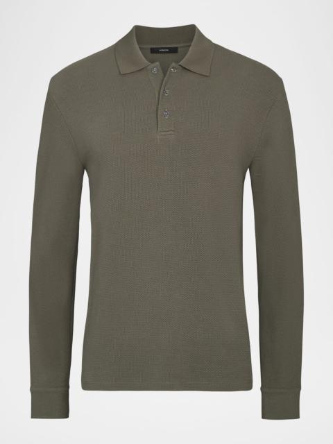 Vince Men's Cotton Basketweave Long-Sleeve Polo Shirt