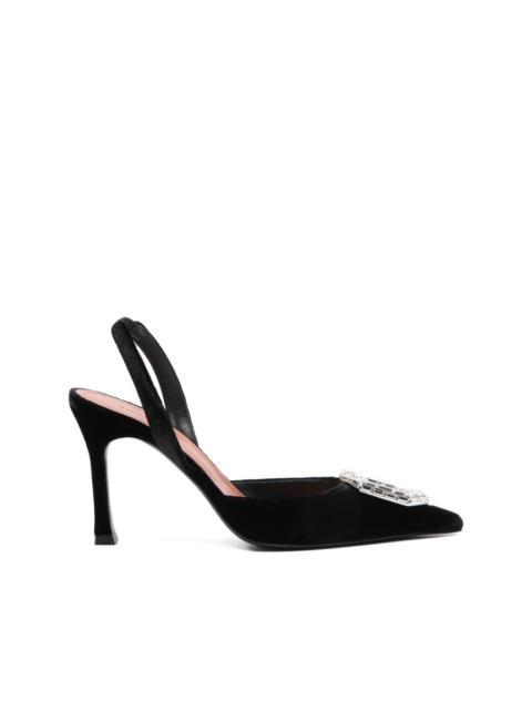 Amina Muaddi 90mm Camelia embellished-detail pumps