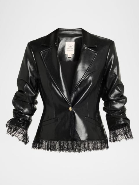 Cinq à Sept Lace-Trim Vegan Leather Blazer