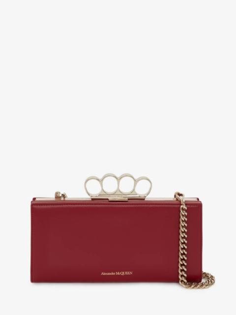 Alexander McQueen The Four Ring Case With Chain in Cherry