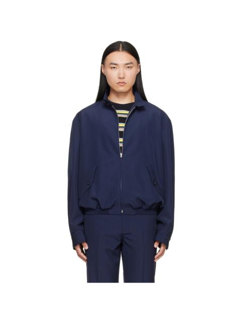 Marni Navy Embroidered-Logo Jacket