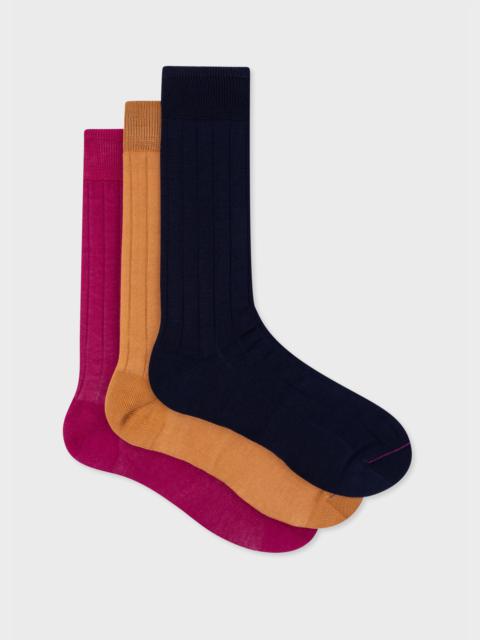 Plain Ribbed Socks Three-Pack