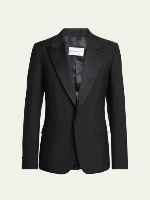 Givenchy FITTED SUIT-JACKET IN WOOL MOHAIR WITH SATIN COLLAR