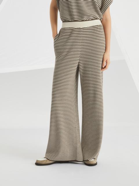 Brunello Cucinelli Striped cotton knit track trousers