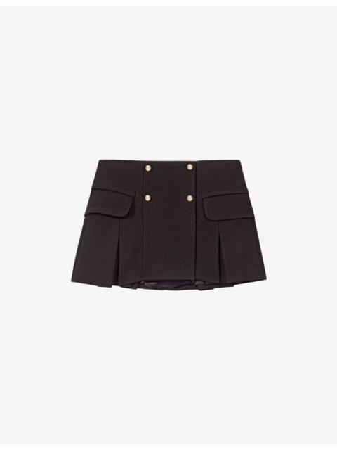 maje Tailored Double-Breasted Woven Mini Skirt