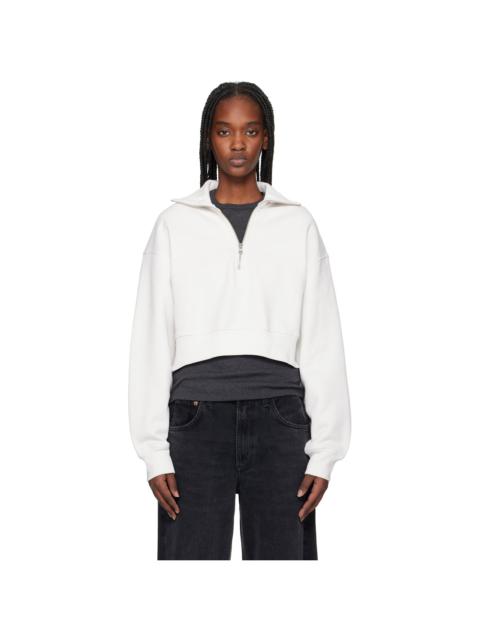 AGOLDE Off-White Bethan Quarter Zip Sweatshirt