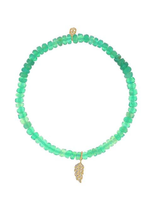 SYDNEY EVAN Mint Opal Tiny Feather Charm Bracelet