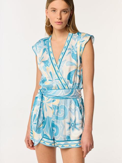 Poupette St Barth Short Jumpsuit Anaik - Blue Fantasia