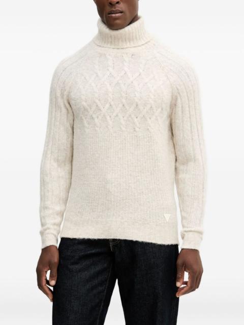 GUESS USA cable-knit roll-neck sweater
