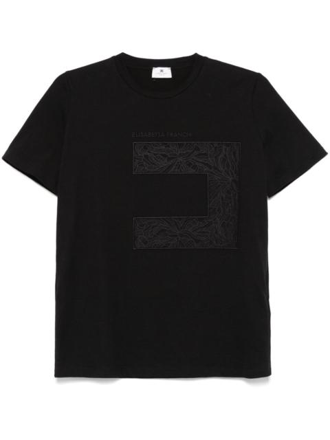 ELISABETTA FRANCHI voile-logo jersey T-shirt